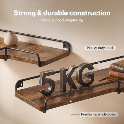 Levede Rustic Floating Shelves Set 2PC Kitchen Corner Wall Shelf Unit Storage