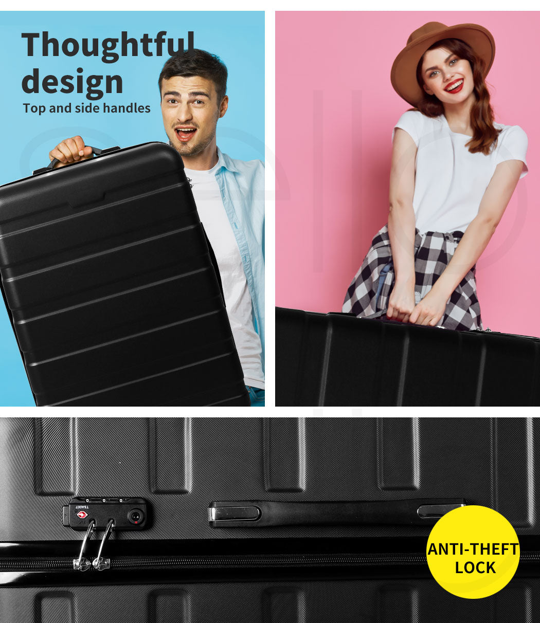 Swifto Suitcase Set of 3 Hard Shell 20" 24" 28" Luggage Family Travel TSA
