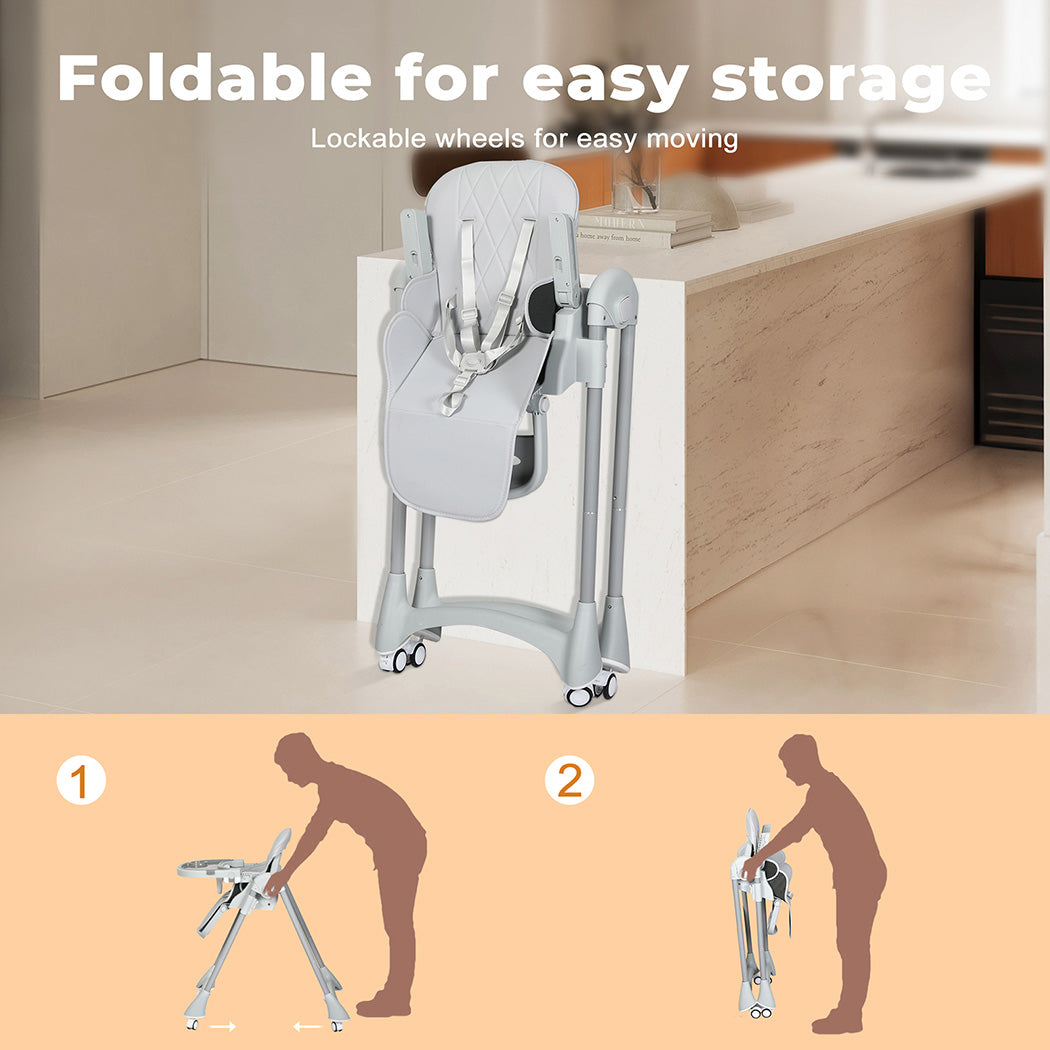 Dekko Baby High Chair 4 in1 Foldable Toddler Feeding Table Adjustable Portable