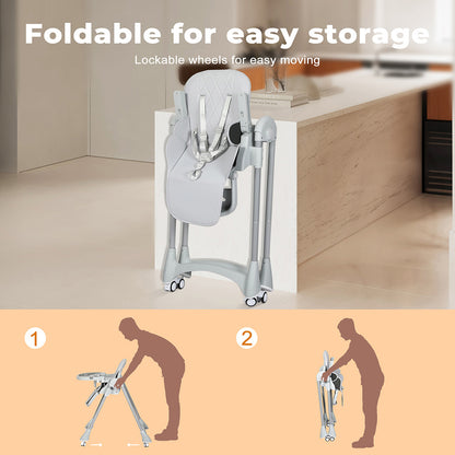Dekko Baby High Chair 4 in1 Foldable Toddler Feeding Table Adjustable Portable