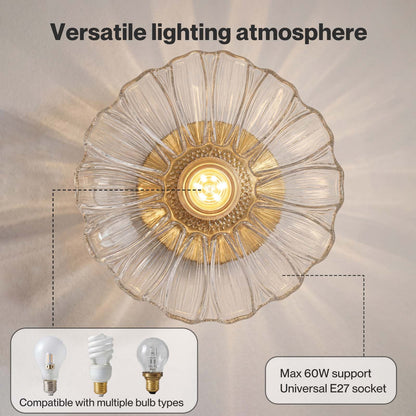 Emitto Ceiling Light Flower Clear Glass Fixture Chandelier Flush Mount 2 PCS