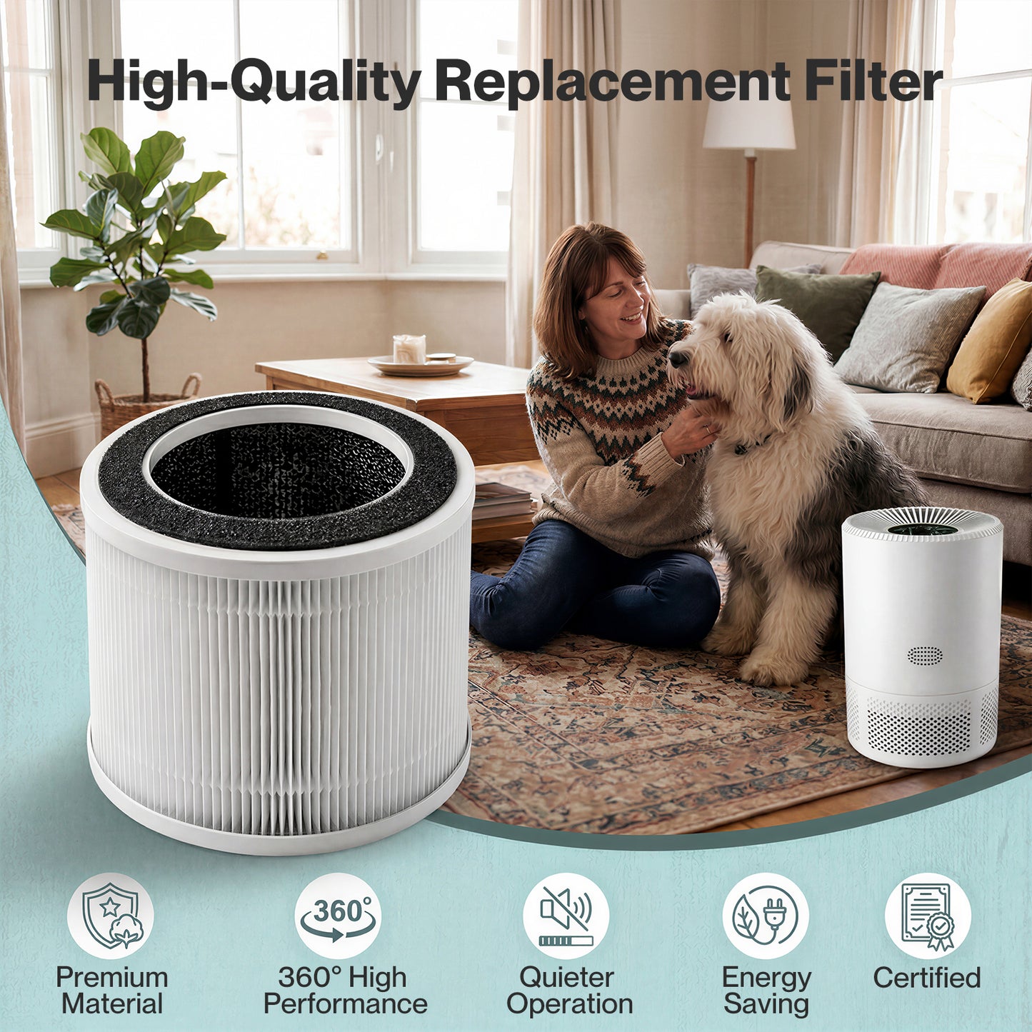 Spector Air Purifier Filter Core 3-in-1 HEPA High-Efficiency Activated Carbon