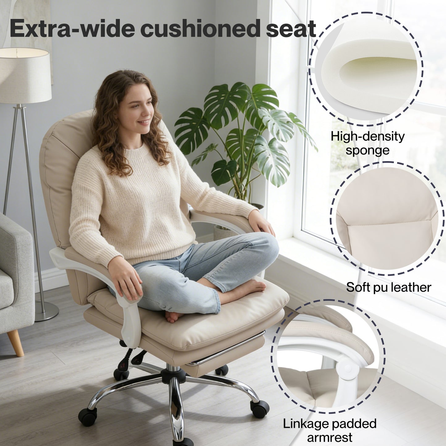 Levede Office Chair Ergonomic Executive Chair Heavy Duty  155°Reclining Leather