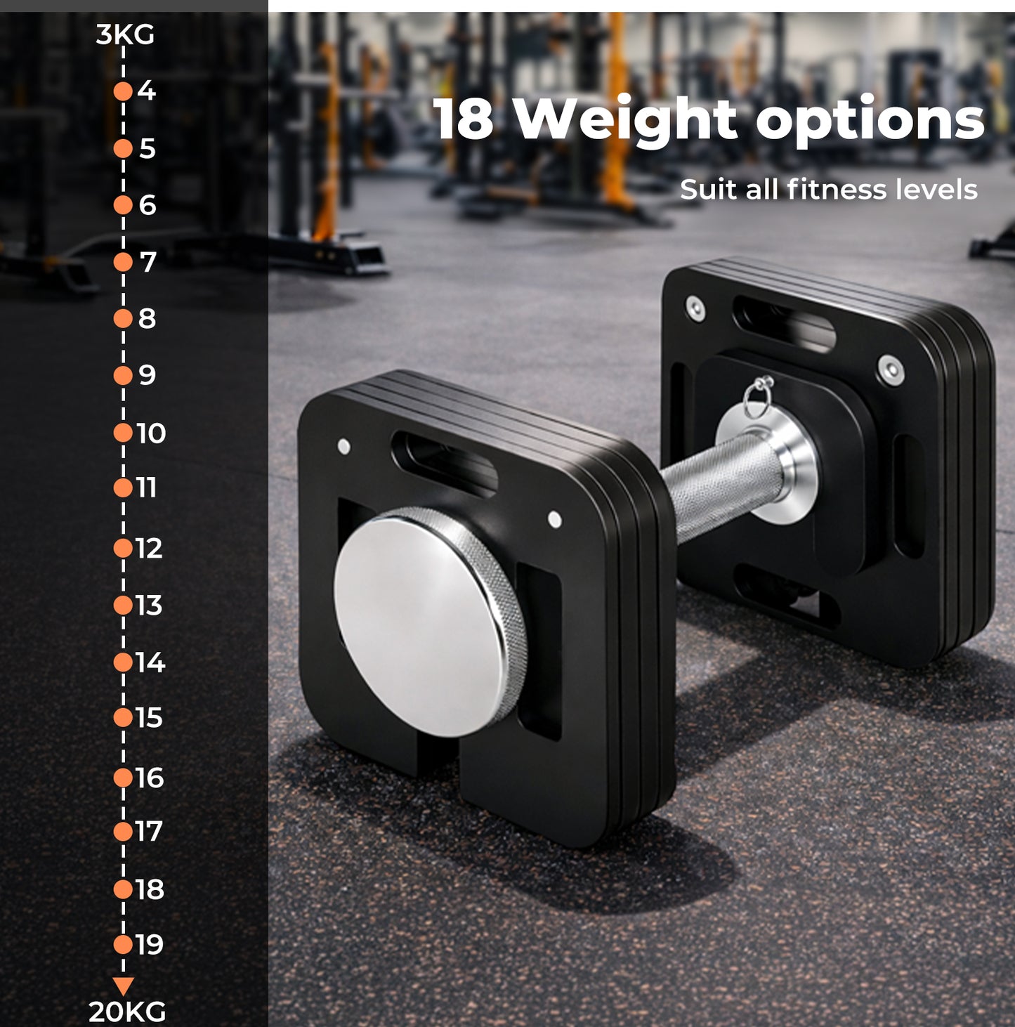 Centra Adjustable Dumbbell Set 4-20KG Auto Lock Home Gym Weight Training Fitness