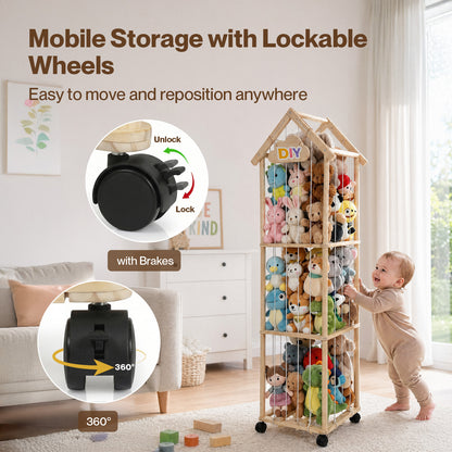 Levede Plush Toy Storage Holder Kids Stuffed Animal Organiser Lockable Wheels