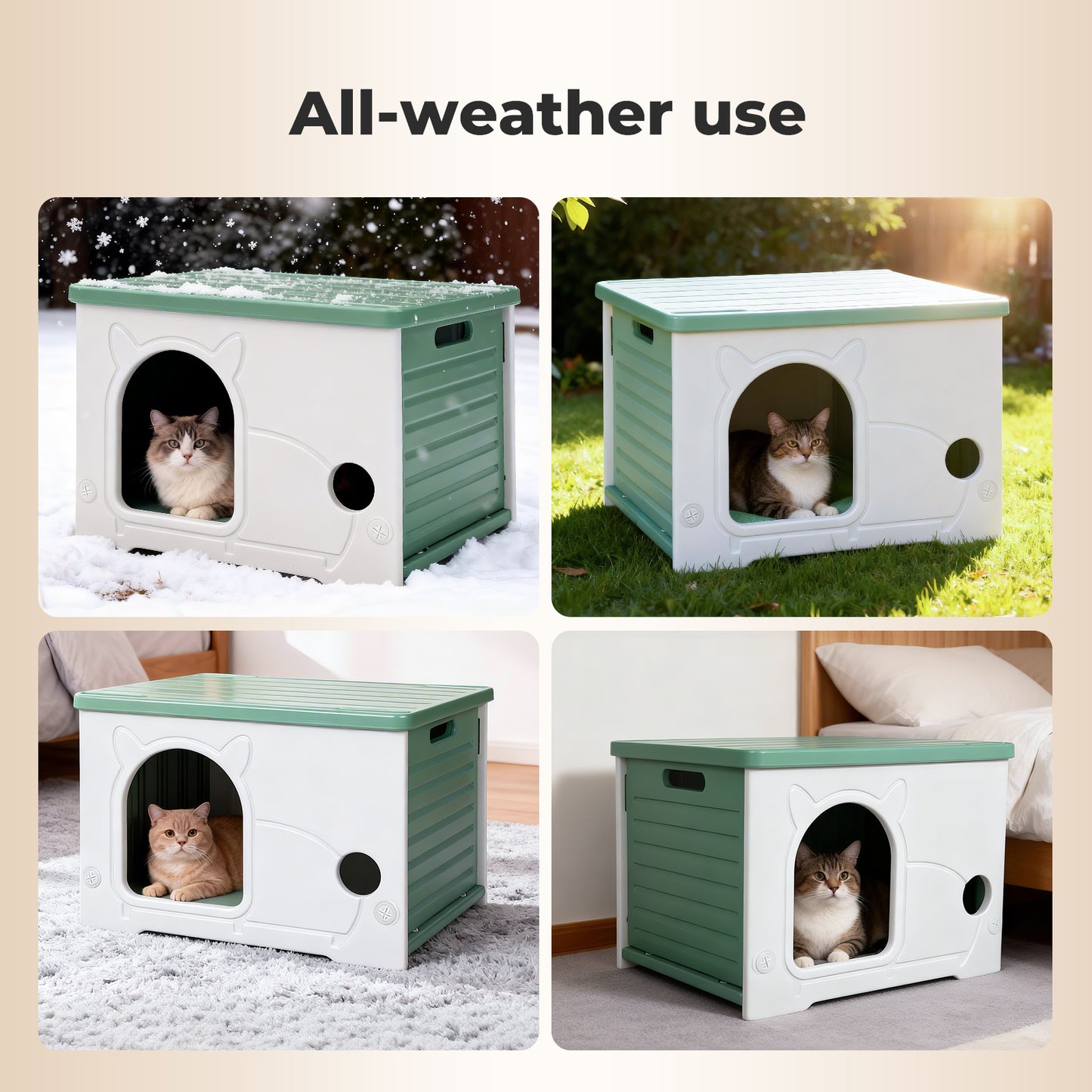 Skylos Dog Kennel Plastic Puppy Shelter Pet House Weatherproof Outdoor Indoor