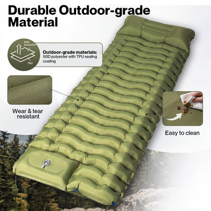 Mountview Camping Sleeping Pad Ultralight Inflatable Mat Built In Pump Packable