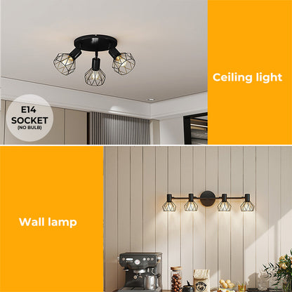 EMITTO 3-4 Way Spotlight Ceiling Light Adjustable Kitchen Spot Light E14 Fixture