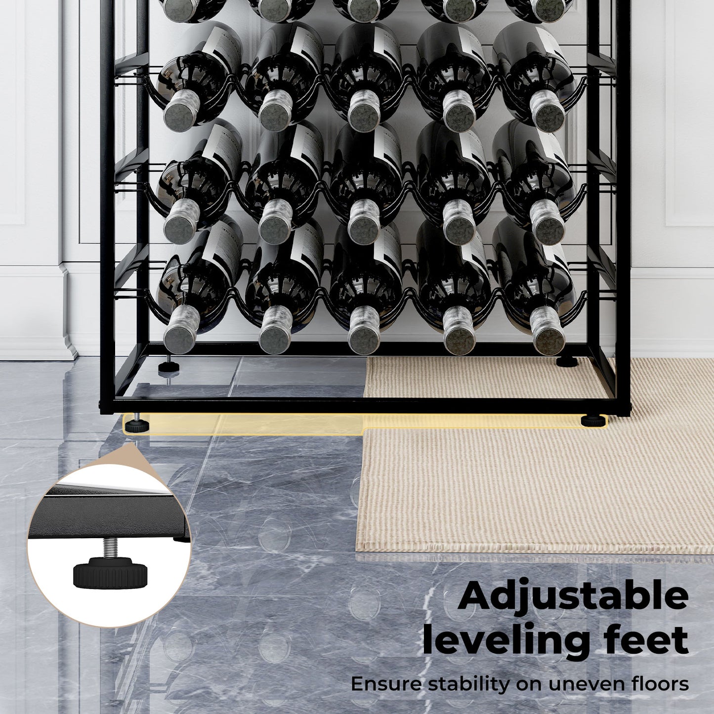 Levede Wine Rack 30 Bottles Free Standing Floor Wooden Top 6 Tiers Wine Shelves