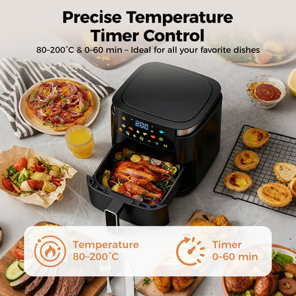 Spector 5L Digital Air Fryer 1250W Oil Free Hot Air Healthy Frying Cooker Black