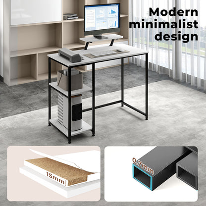 Levede Computer Desk Home Office Table with Storage Shelves Monitor Stand White