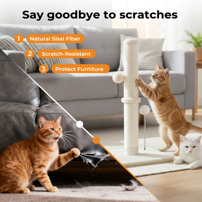 Skylos Cat Scratching Post 54cm Strong Natural Sisal Heavy Duty Scratcher Ball