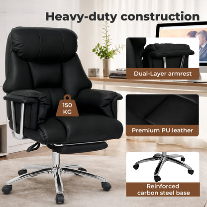 Heavy Duty Executive Office Chair Leather with Pocket Spring Seat No Sagging
