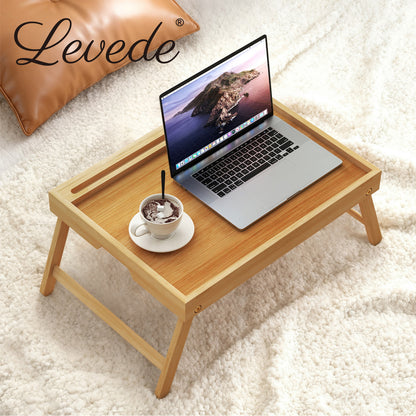 Toque Bamboo Foldable Bed Tray Table with Phone Holder Breakfast Laptop Desk