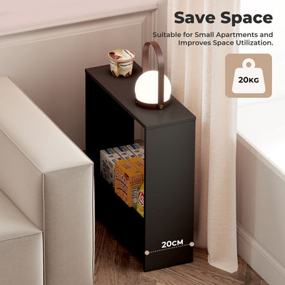 Levede Narrow Side Table Slim End Table Sofa Accent Table Magazine Storage Shelf