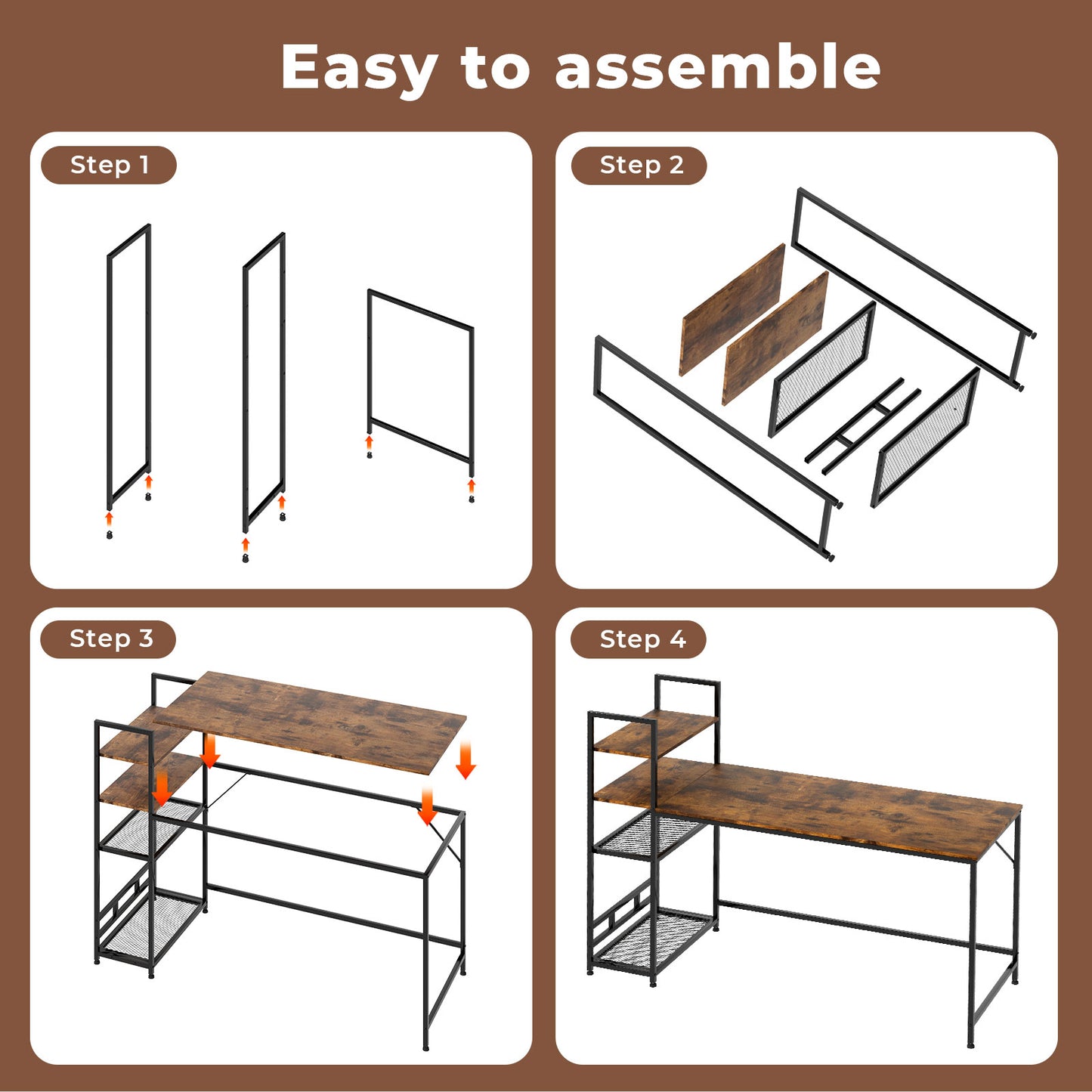 Levede Computer Desk Study Table Home Office Workstation with 4-Tier Shelf 160CM