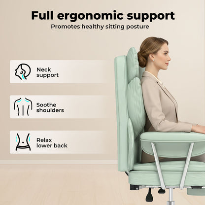 Levede Office Desk Chair Big and Tall for Heavy People with Footrest PU Green