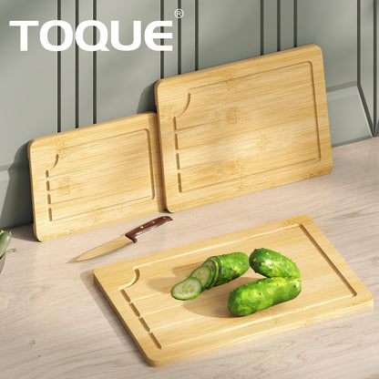 Toque 3Pcs Bamboo Cutting Board Set Chopping Boards Serving Platter Kitchen