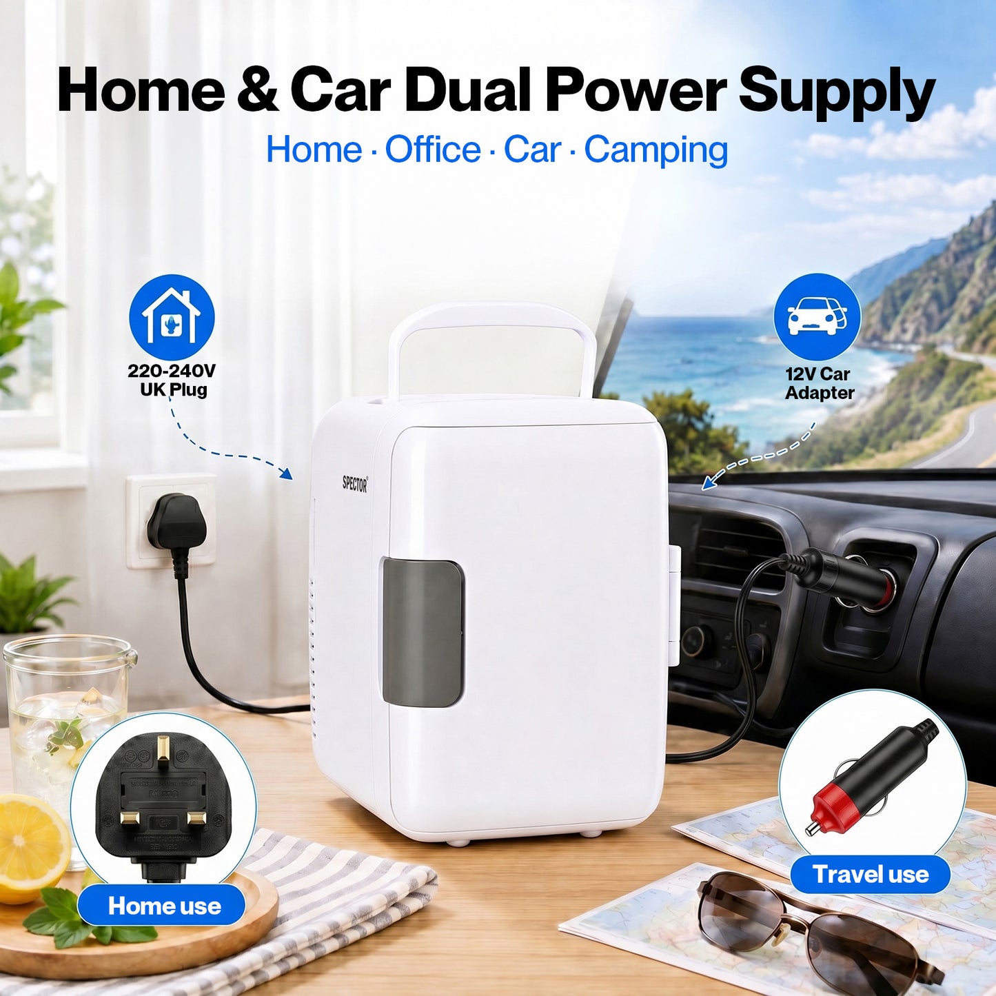 Spector mini fridge portable fridge cooler and warmer PP white