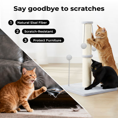 Skylos 51cm Cat Scratching Post Strong Natural Sisal Heavy Duty Base with Ball