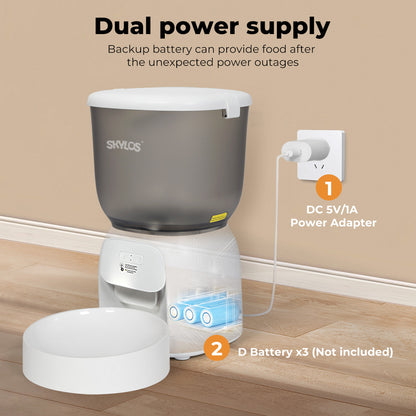 Skylos 4L Automatic Pet Feeder Wifi Auto Smart Dog Cat Food Dispenser Timer Feed