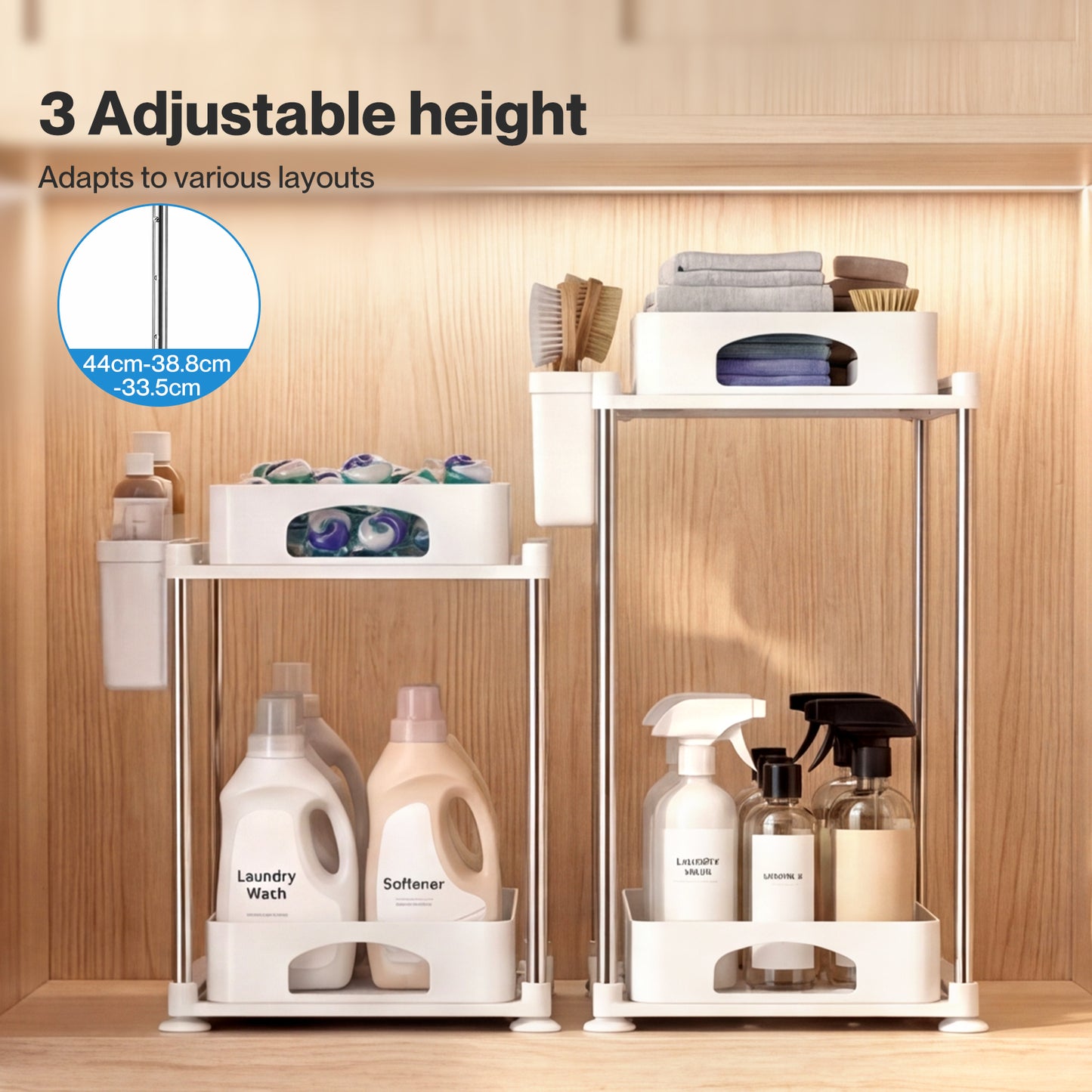 Toque Under Sink Organiser Two Slide-Out Drawers Kitchen Storage 2pcs White