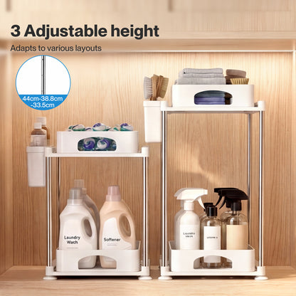 Toque Under Sink Organiser Two Slide-Out Drawers Kitchen Storage 2pcs White