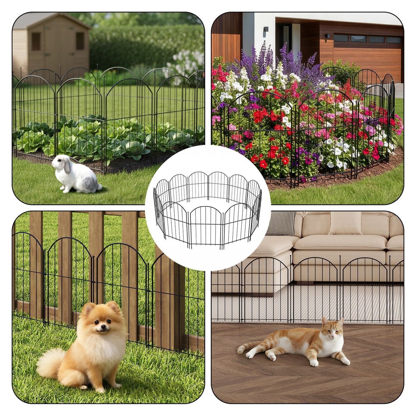 Levede Animal Barrier Metal Decorative Garden Fence Outdoor Pet Border 10 Pack