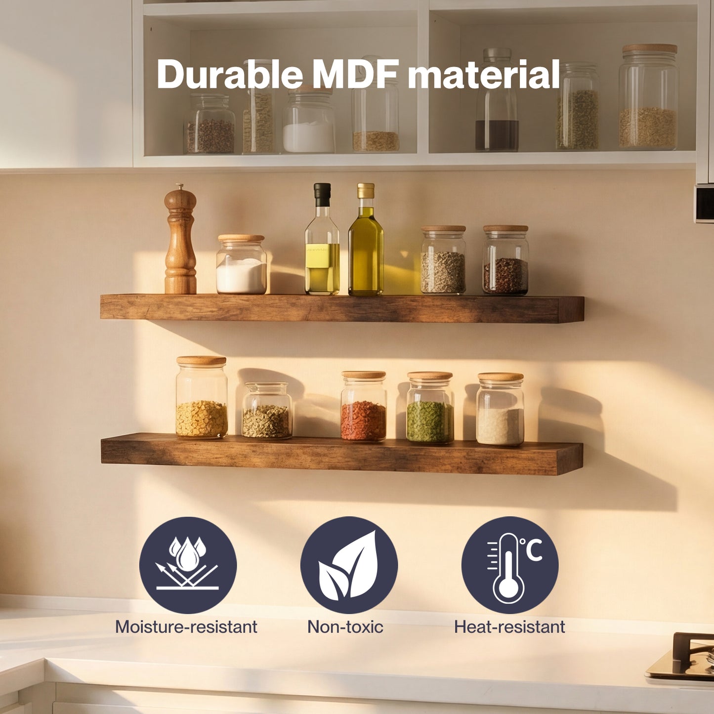 Levede Floating Shelf Wall Mounted Storage Modern Easy Assembly 2 PCS Brown