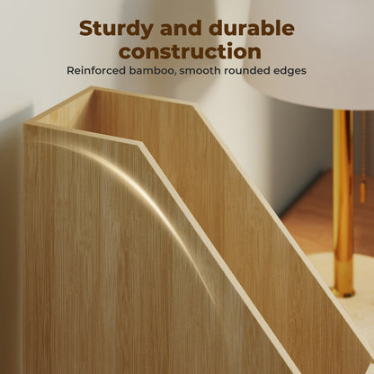 Levede Bamboo File Rack Wooden Magazine Holder A4 Document Office Desk Organiser