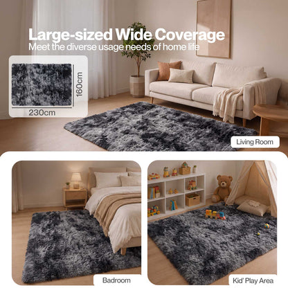 Marlow Rug Fluffy Plush Shaggy Soft Carpet Anti Shedding for Living Room Grey
