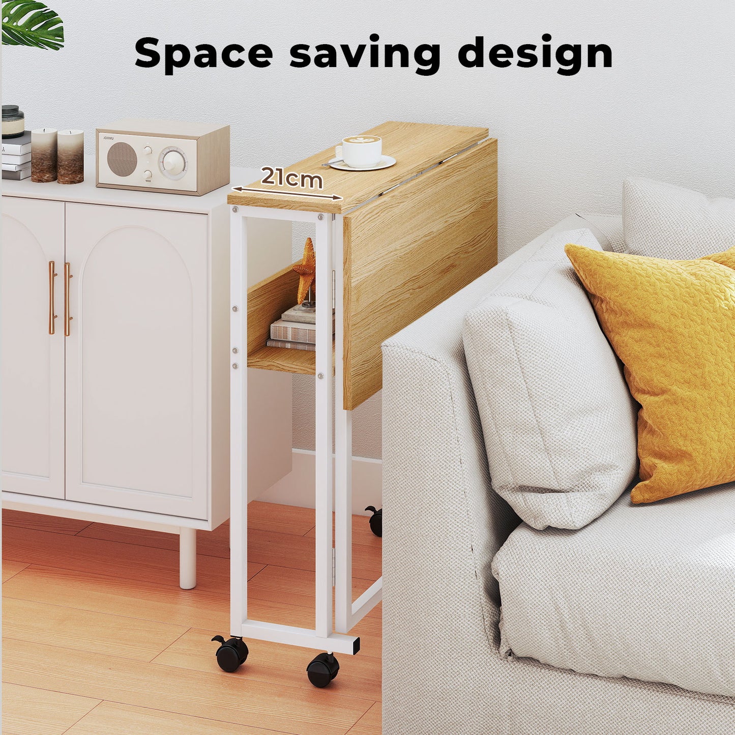 Levede Folding Computer Desk Extandable Table with Storage Shelf Wheeled Compact