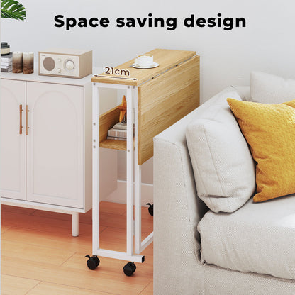 Levede Folding Computer Desk Extandable Table with Storage Shelf Wheeled Compact