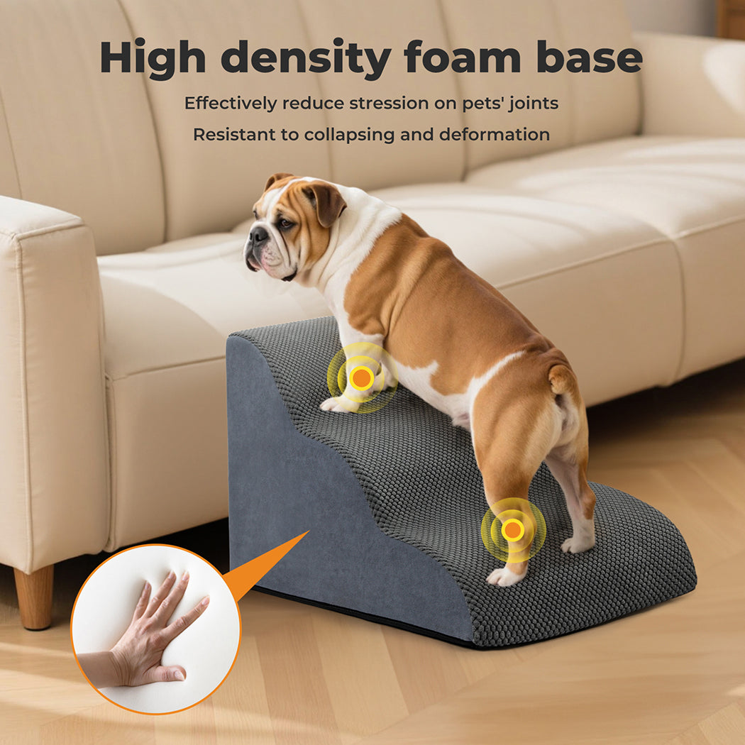 Skylos 3-Step Pet Stair Dog Ramp for Sofa Bed High Density Foam Non-Slip Ladder