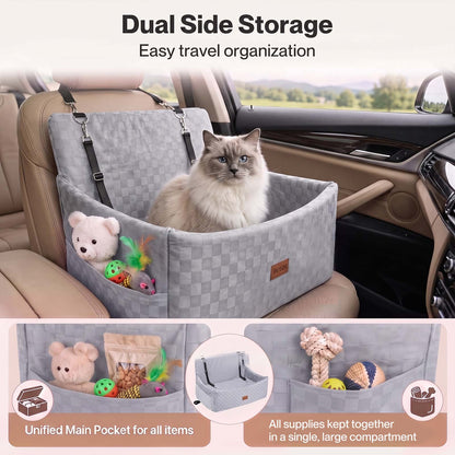 Skylos Large Dog Car Seat Booster Dual-Sided Plush Cool Bed Washable Grey