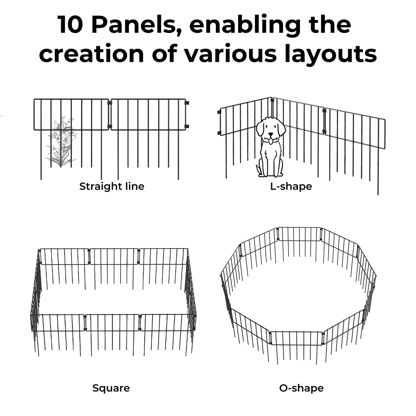 Levede 10 Pack Animal Barrier Outdoor Pet Border Metal Decorative Garden Fence