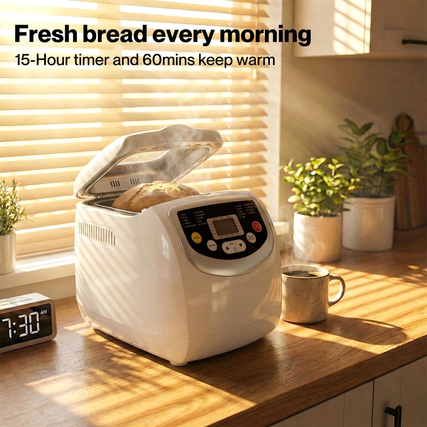 Spector Bread Maker 2lb Loaf Machine with 19 Programmer Timer 3 Crust Non-Stick