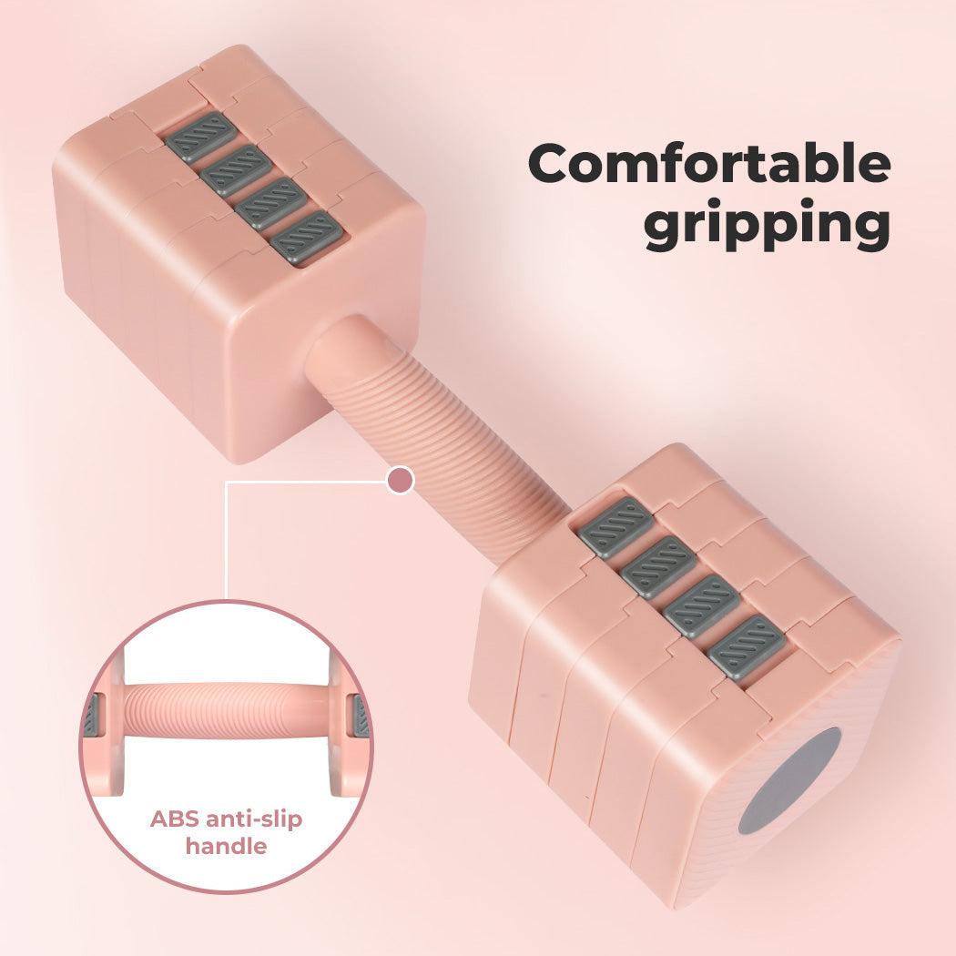 Centra Pair Adjustable Dumbbells Set 2.8KG-10KG Metal Weight Block Home Gym Pink