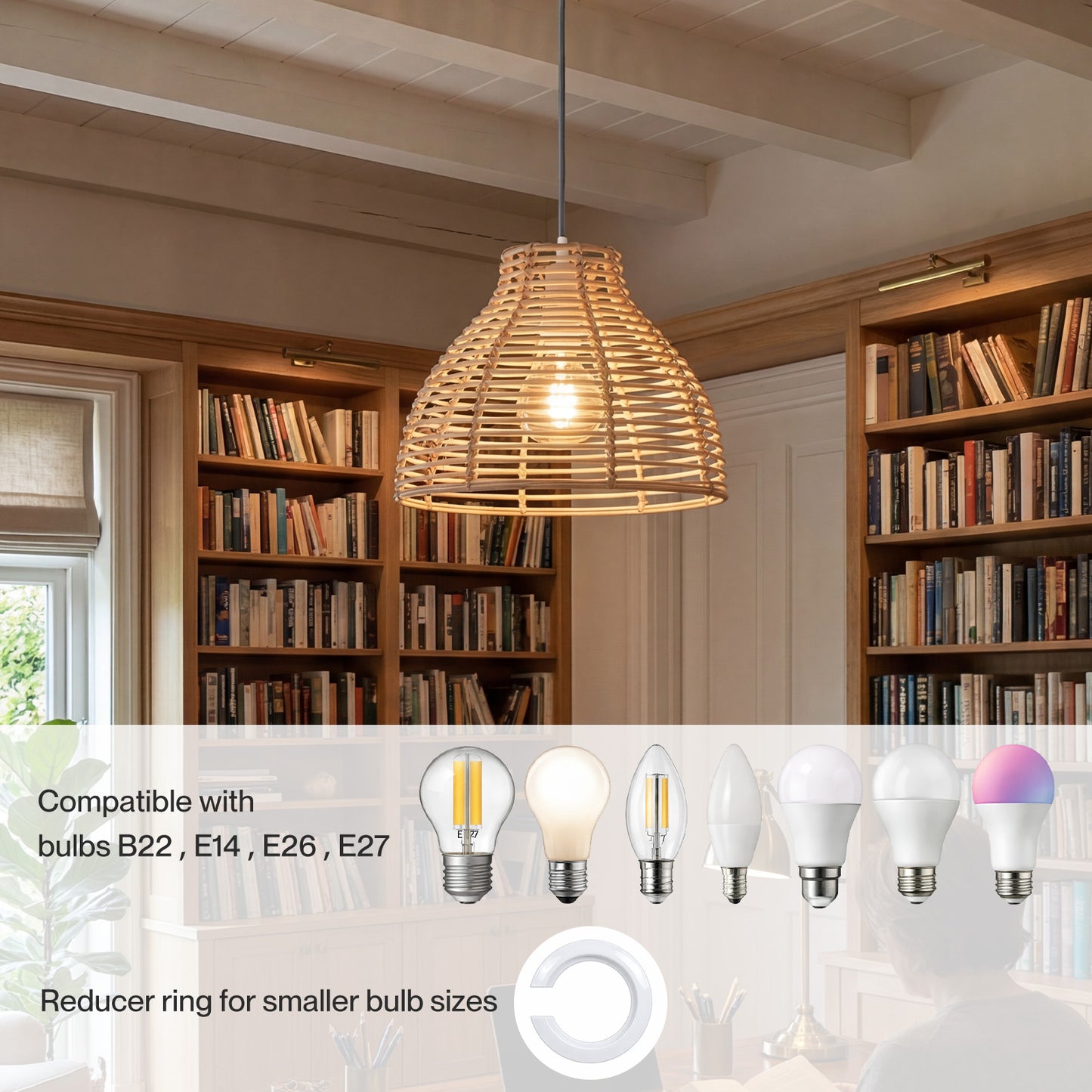 Emitto Ceiling Light Shade Wicker Basket Style Plastic Lampshade Pendant  2PCS