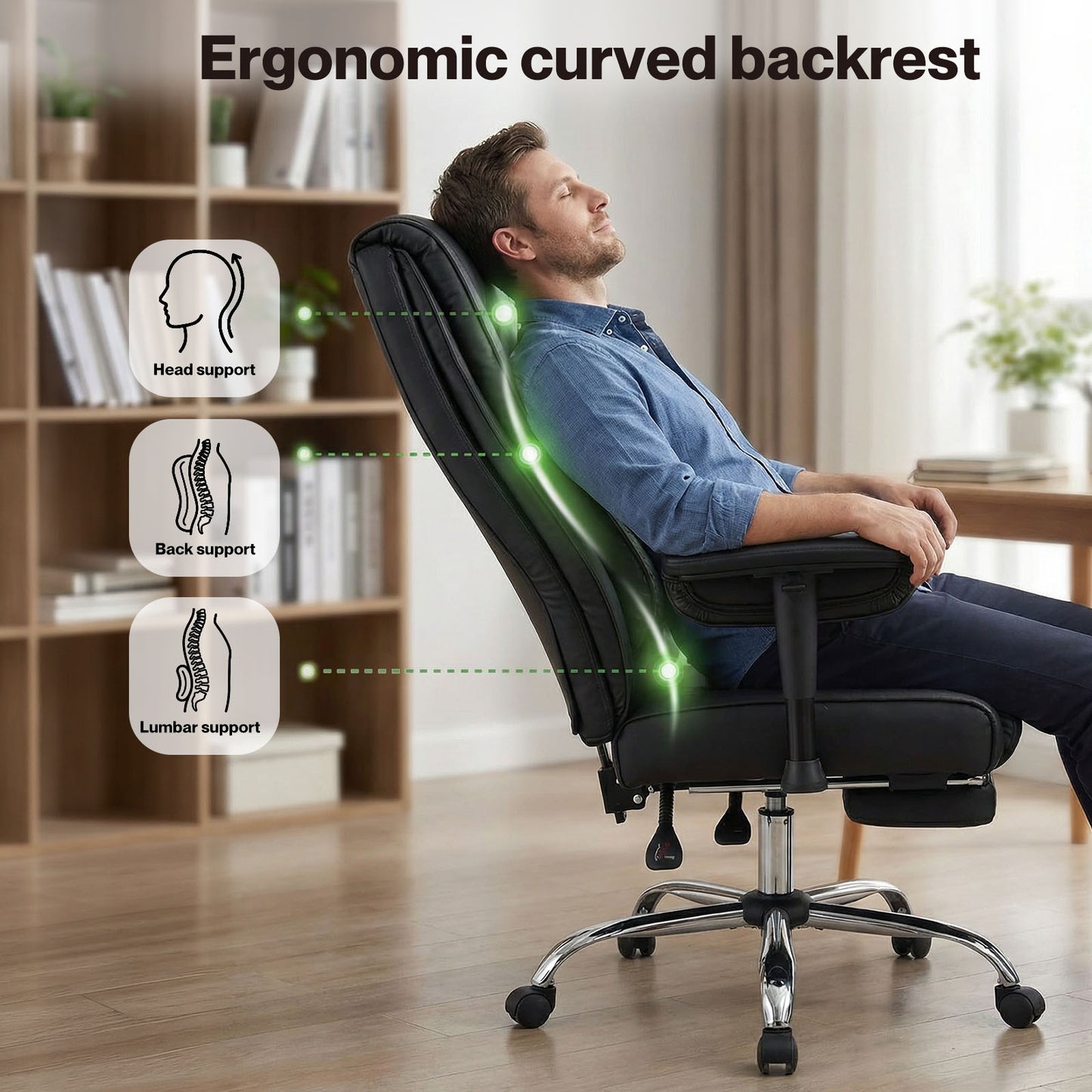 Levede Office Chair Big Tall High Back Heavy Duty PU Recliner Executive Chair
