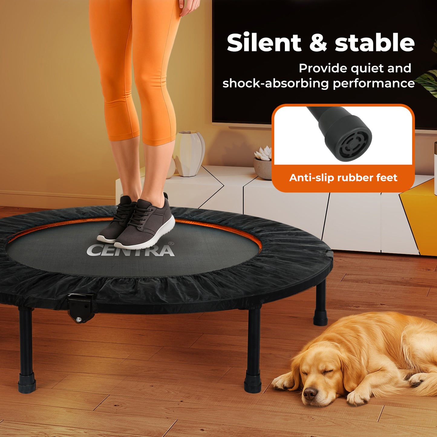 Centra 40 Inch Mini Trampoline Bounce Round Exercise Home Gym Fitness Rebounder