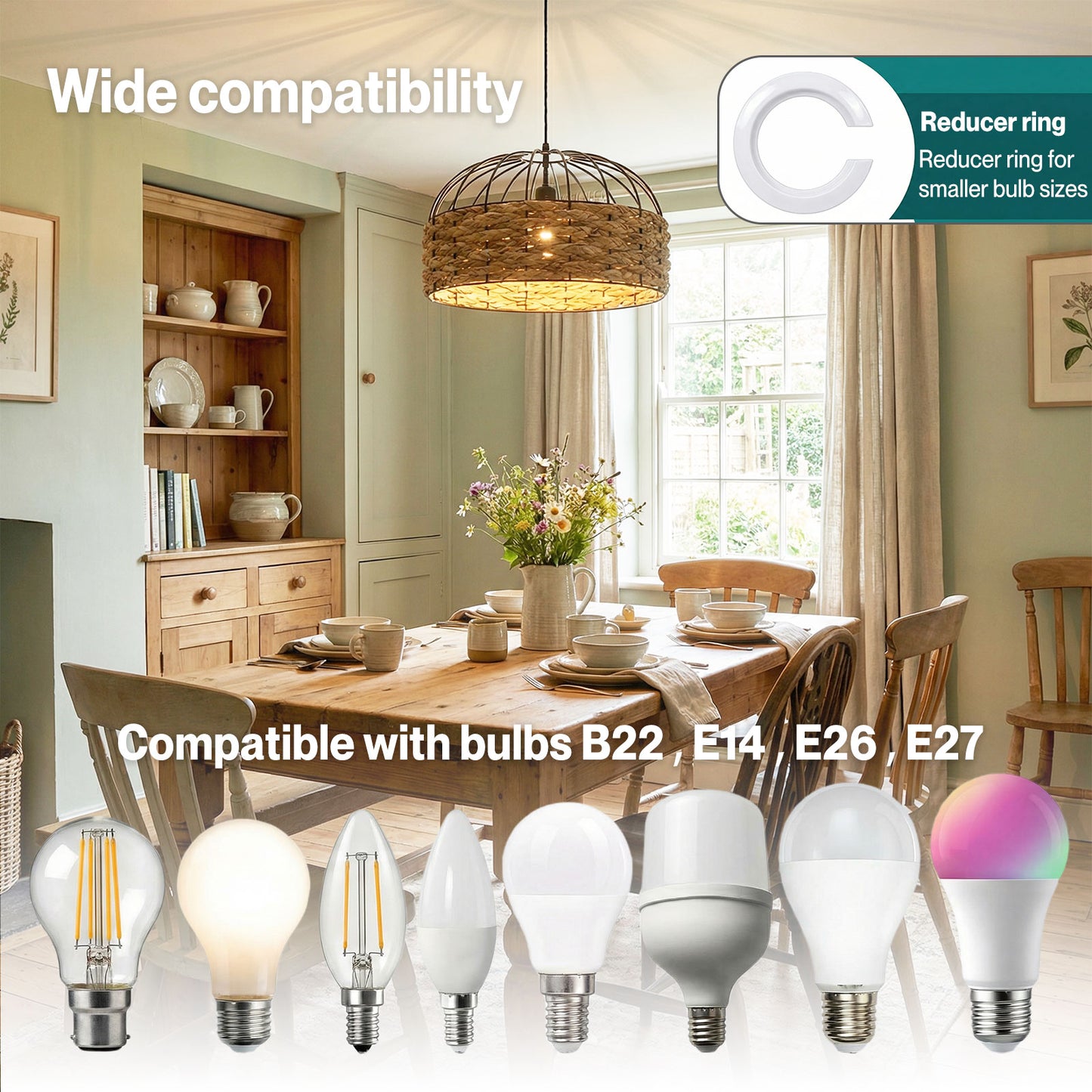 Emitto Modern Ceiling Pendant Light Shade Rattan Style Woven Lamp Shade 30cm