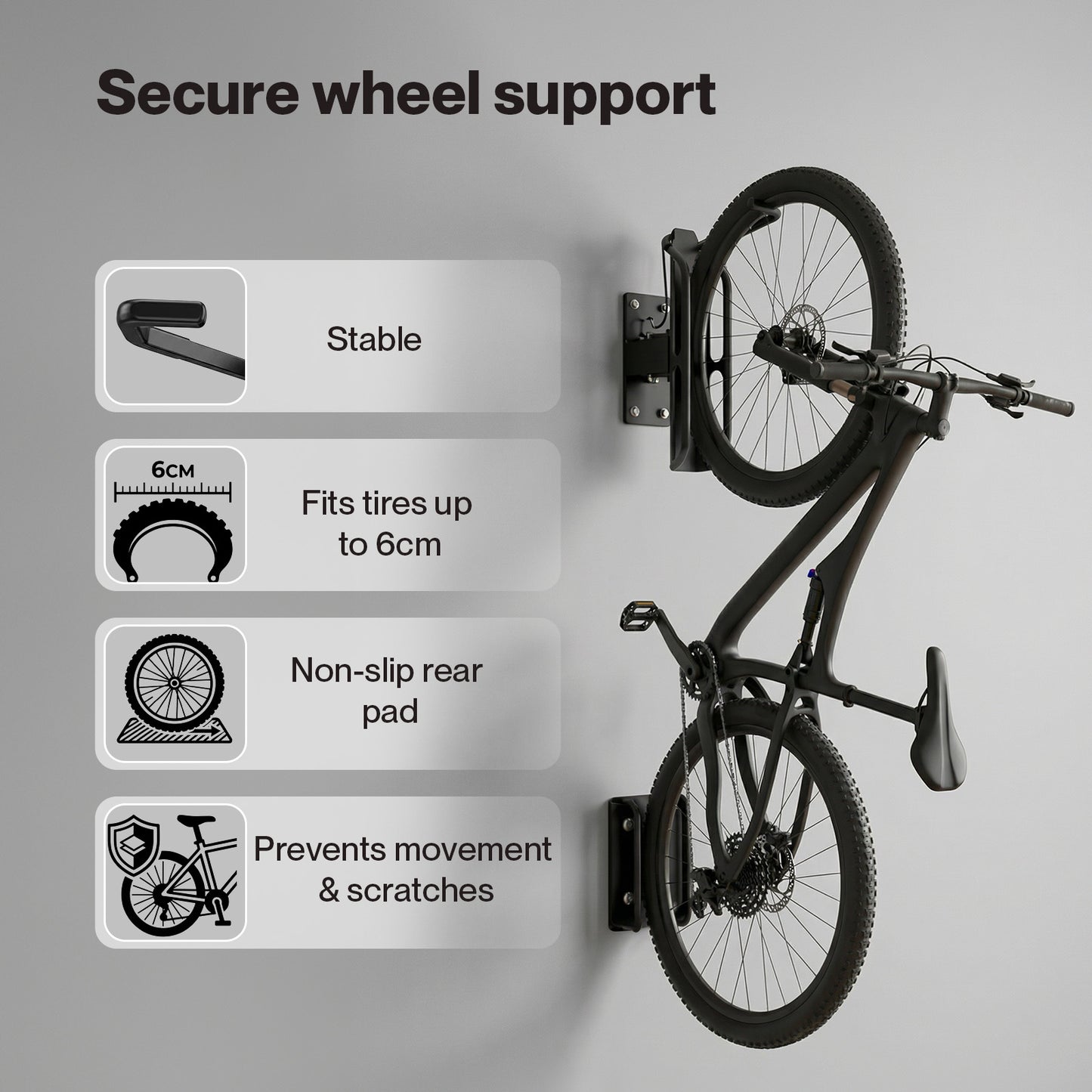 MONVELO Bike Rack Hook-mounted Parking Rack Swivel Wall Mount Bike Storage 4PCS