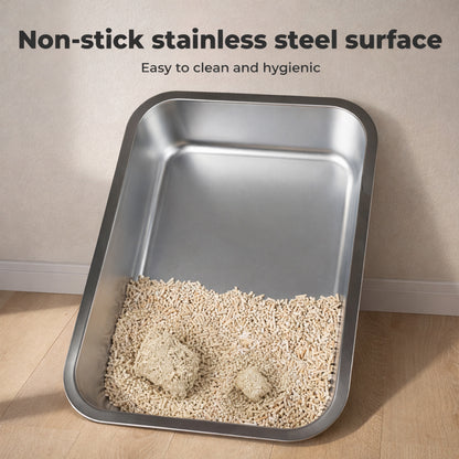 Skylos Stainless Steel Cats Litter Box Hooded High Enclosed Large Kitty Toilet