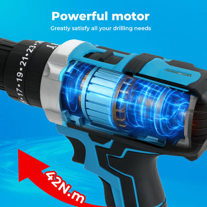 Traderight 2 Battery 21V Cordless Drill Combi Driver Electric Screwdriver Set