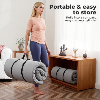 Lavio Folding Floor Mattress Bed Topper Single 10cm Roll Up for Caravan Camper