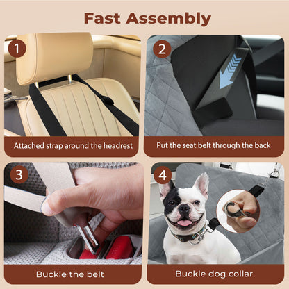 Skylos Dog Booster Car Seat Cosy Cats Pet Travel Bed with Safety Leash Grey