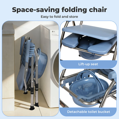 Levede Commode Chair for Bedroom Folding Adjustable Bedside Toilet Shower Chair