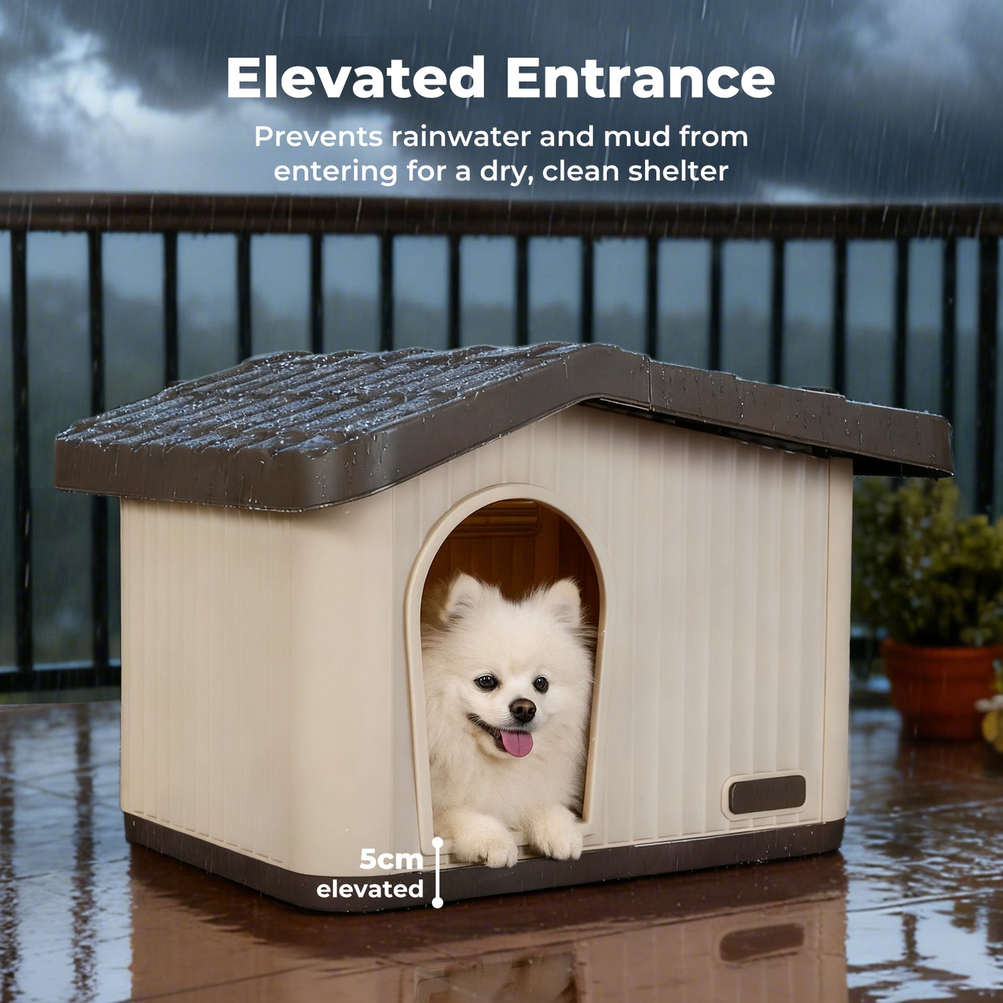 Skylos Plastic Dog House Outdoor Pet Kennel Shelter Warm for Small Medium Dog