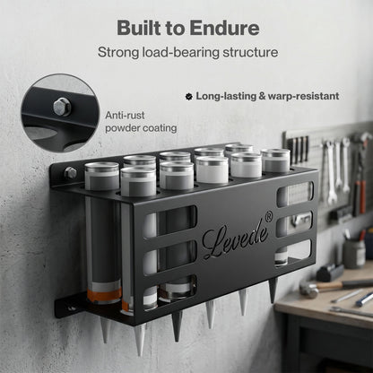 Levede Silicone Tube Holder 12 Hole Carbon Steel Wall Mount Garage Van Black